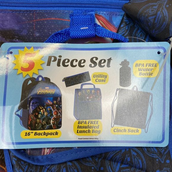 Marvel Avengers Infinity War Kids 5-Piece Backpack Set - Picture 2 of 6
